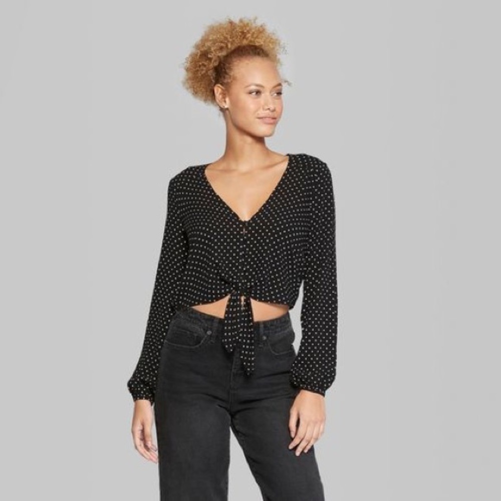 [Wild Fable] Polka Dot Knot Crop